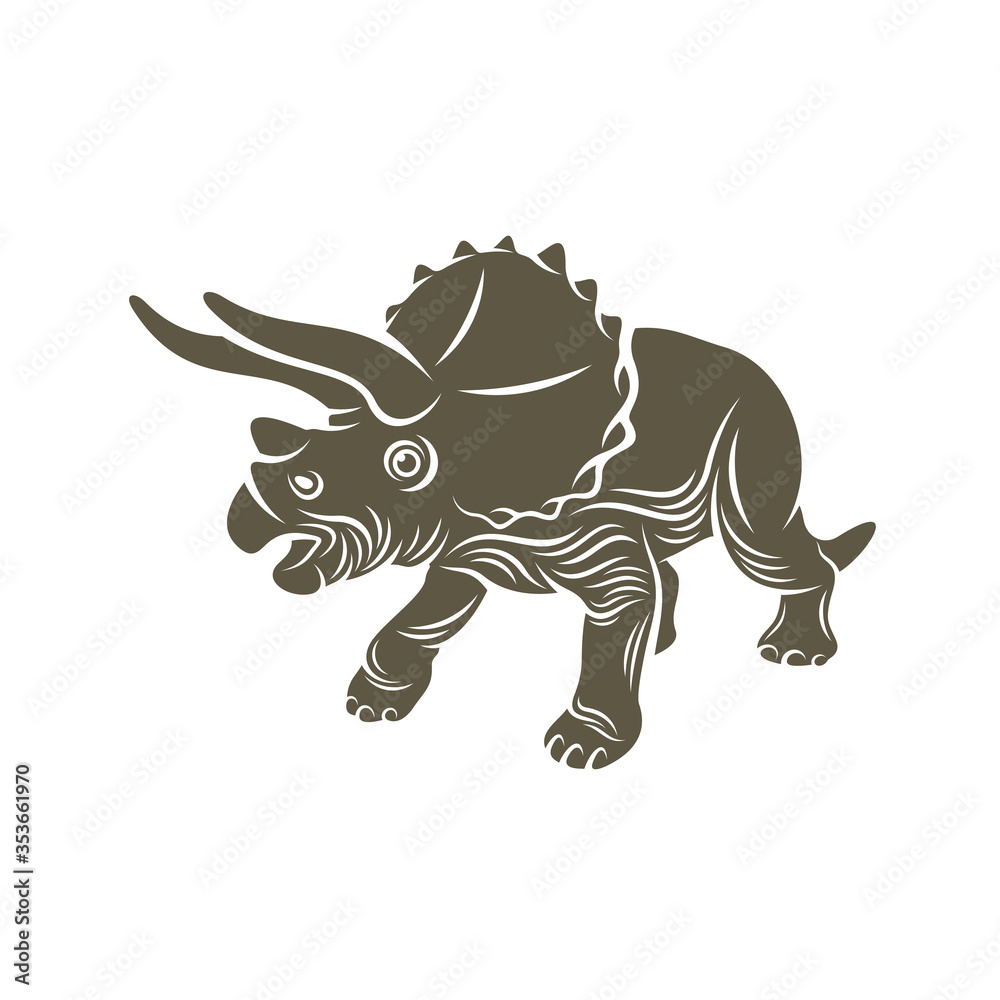 Fototapeta premium Triceratops dinosaurs logo design vector. Icon Symbol. Template Illustration
