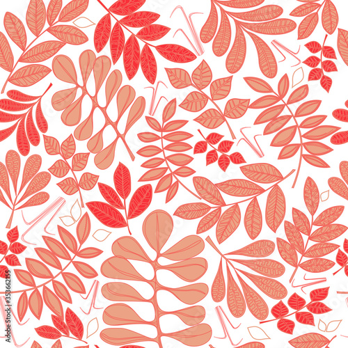 Seasonal orange leaves pattern, foliage colorful background. Textile design