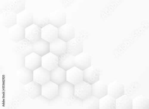 Abstract. Hexagon, honeycomb white Background. light and shadow. copy space. Vector. © lim_pix