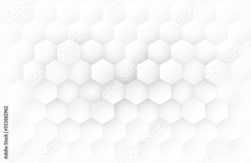 Fototapeta Naklejka Na Ścianę i Meble -  Abstract. Hexagon, honeycomb white Background. light and shadow. copy space. Vector.