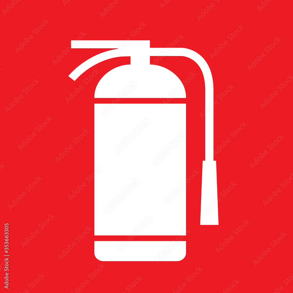 Flat vector illustration red fire extinguisher icon on white background. Fire safety. Flat vector illustration red fire extinguisher icon on white background. Fire safety.