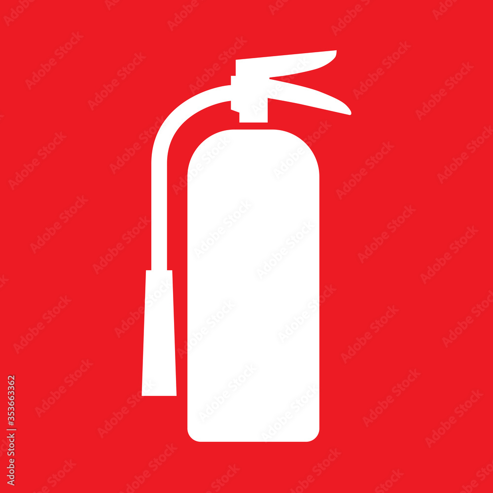 Flat vector illustration red fire extinguisher icon on white background. Fire safety. Flat vector illustration red fire extinguisher icon on white background. Fire safety.
