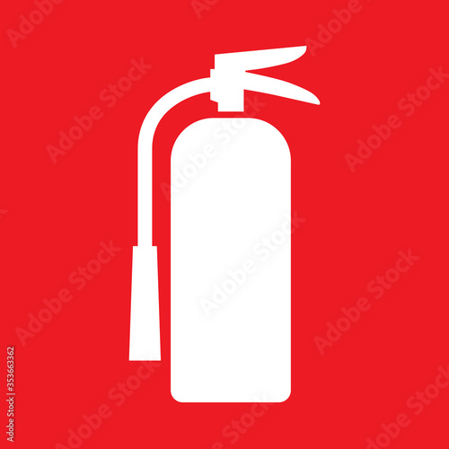 Flat vector illustration red fire extinguisher icon on white background. Fire safety.