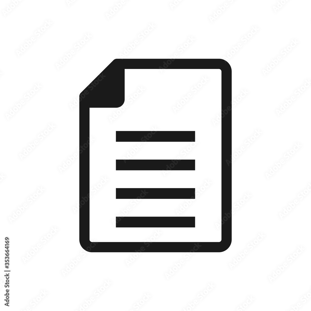 Document vector icon. File icon isolated on white background. Note Document vector icon. File icon isolated on white background. Note