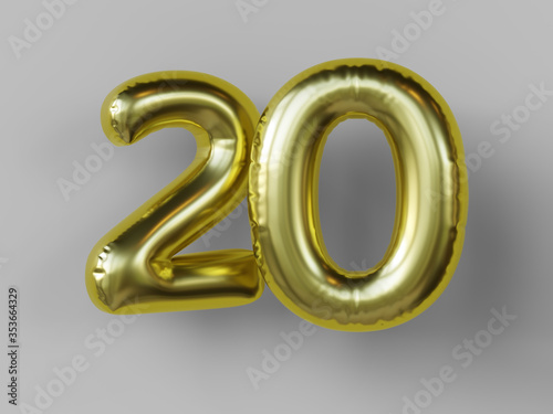 Golden balloon in shape of number 20