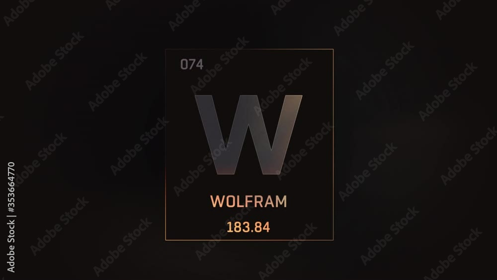 Tungsten as Element 74 of the Periodic Table. Seamlessly looping 3D animation on grey illuminated atom design background orbiting electrons name, atomic weight element number in German language Tungsten as Element 74 of the Periodic Table. Seamlessly looping 3D animation on grey illuminated atom design background orbiting electrons name, atomic weight element number in German language