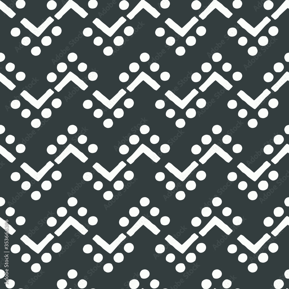 A simple black and white pattern of triangles dots. Hand illustration. Scandinavian style, design for wallpaper, fabric, textile. A simple black and white pattern of triangles dots. Hand illustration. Scandinavian style, design for wallpaper, fabric, textile.