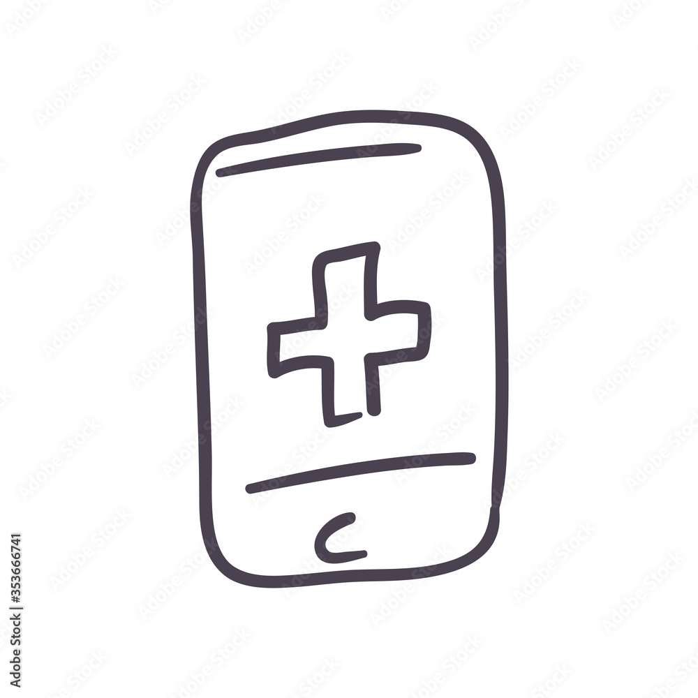 Cross inside smartphone line style icon vector design Cross inside smartphone line style icon vector design