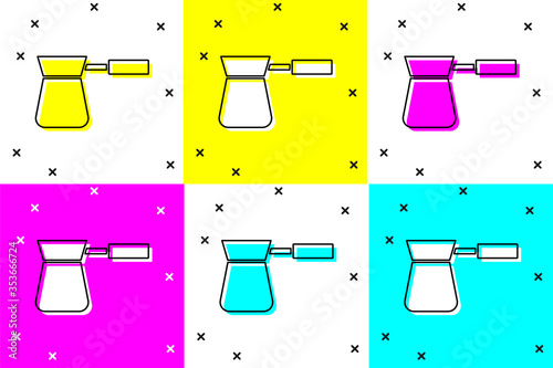 Set Coffee turk icon isolated on color background. Vector.