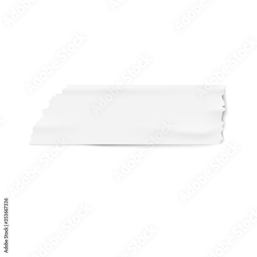 Adhesive or masking white tape piece 3d realistic vector illustration isolated.