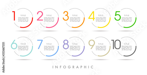 Business Infographic. Time line with numbers 10 options or steps.