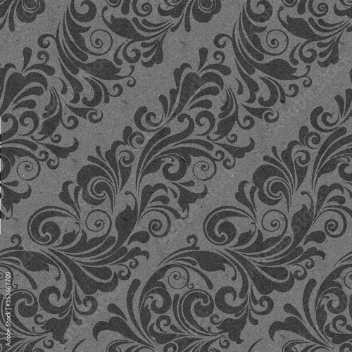 Seamless ornate baroque diagonal gray color pattern