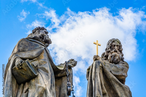 фотографія Statues of John of Matha, Felix of Valois and Saint Ivan on Charles Bridge in Pr