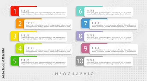 Infographic design template with 10 options or steps. 