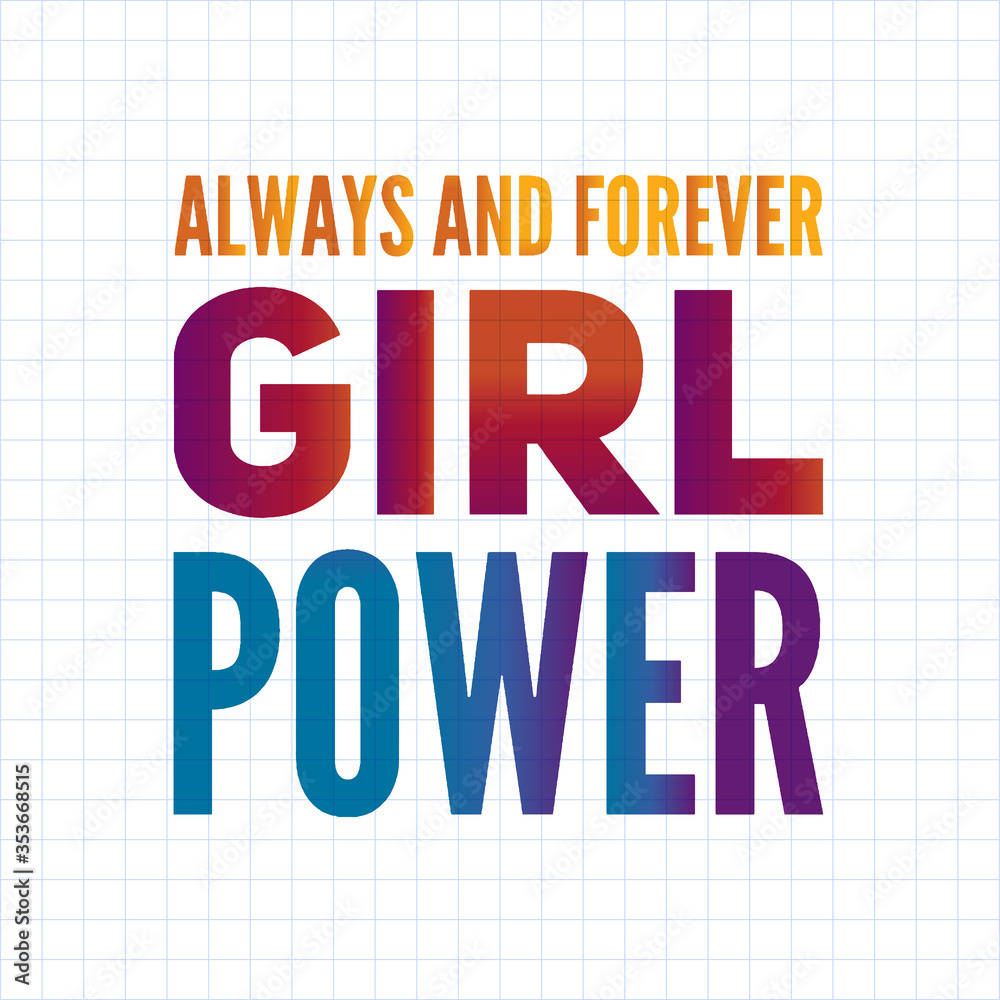 Fototapeta premium Girl power text, feminism slogan. Black inscription for t shirts, posters and wall art. Feminist sign handwritten with ink and brush.