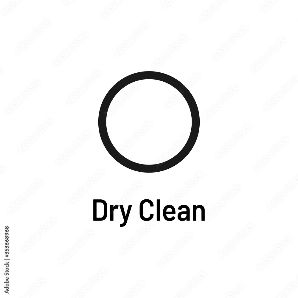 Laundry icon with text isolated on white background. Dry clean symbol. Washing sign.