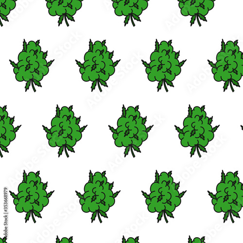 marijuana bud doodle pattern, vector illustration