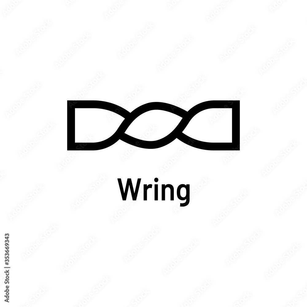 Laundry icon with text isolated on white background. Wring symbol. Washing sign. Laundry icon with text isolated on white background. Wring symbol. Washing sign.