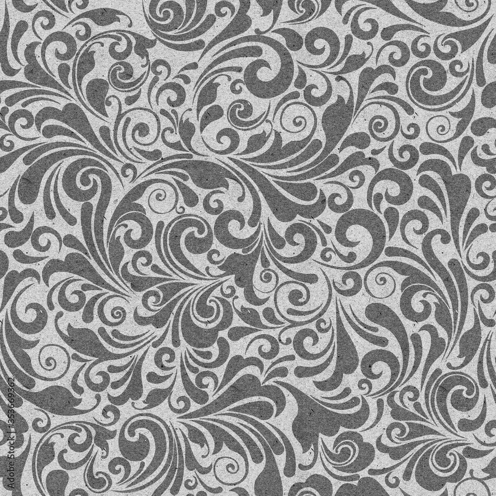 Seamless ornate baroque gray color pattern