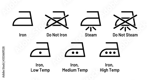 Laundry icon iron symbol set isolated on white background. Do not iron symbol.  Washing sign.