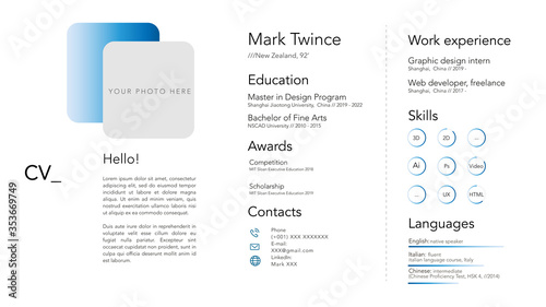 cv vector template, resume mockup 