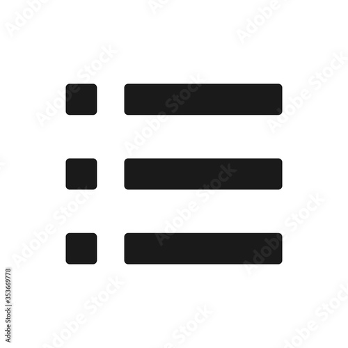 List sign icon. Content view option symbol. List symbol - options design in trendy flat style.  Content view option button. 