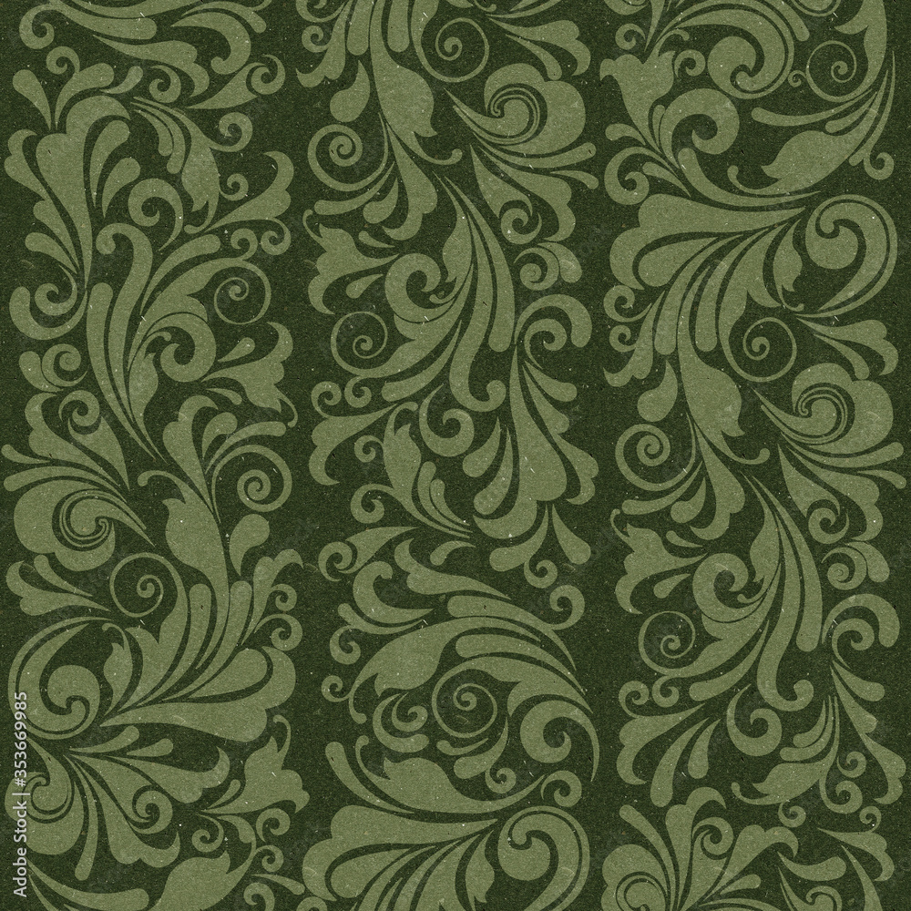 Obraz premium Seamless ornate baroque green color pattern