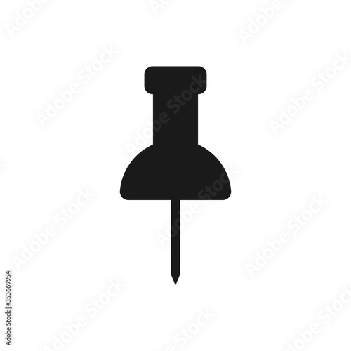 Simple push pin vector icon isolated on white background.