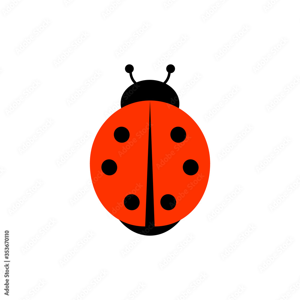 ladybug insect. Red beetle with black dots, circles. object vector illustration isolated on white background ladybug insect. Red beetle with black dots, circles. object vector illustration isolated on white background