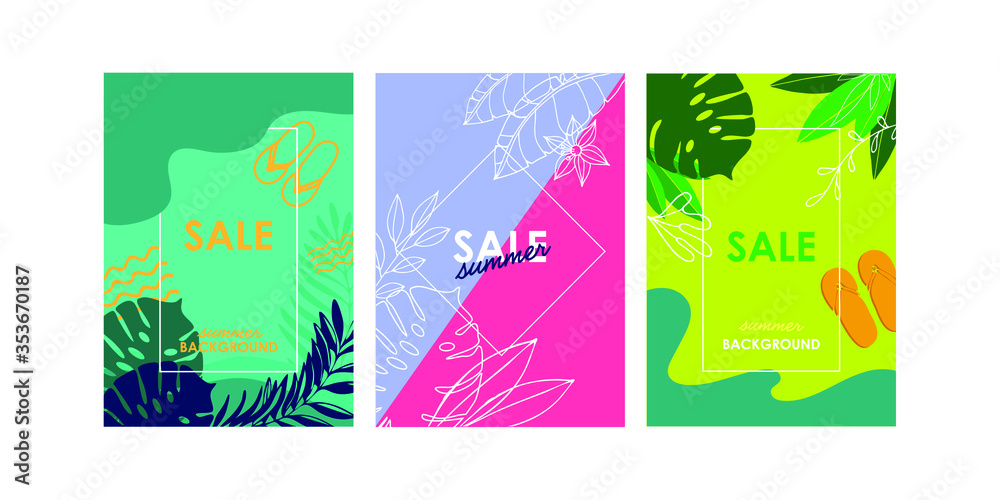 Set of summer backgrounds. Discount banner-02