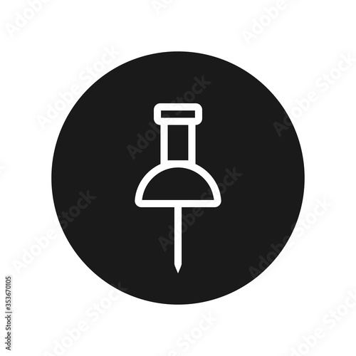 Simple push pin vector icon on white background.