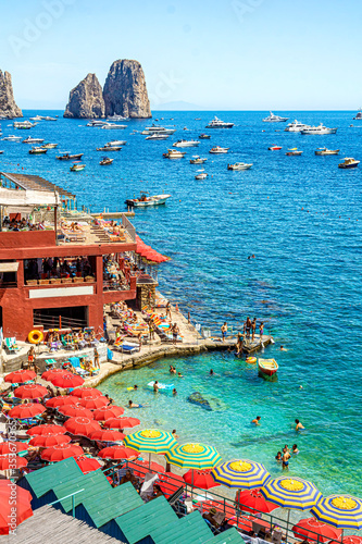 Small beach in the Island of Capri, Amalfi Coast, Italy