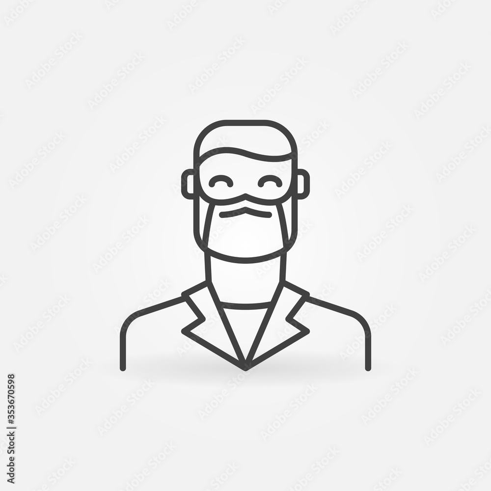 Man Doctor in Face Mask outline vector concept icon or design element