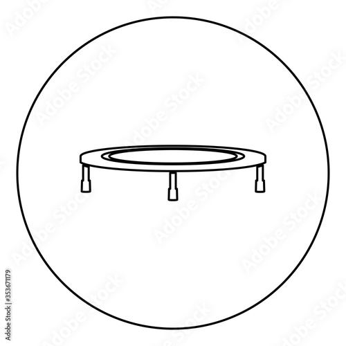 Trampoline jumping for bounce icon in circle round outline black color vector illustration flat style image