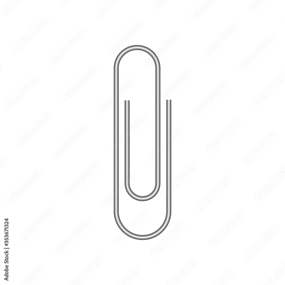 Realistic paper clip vector icon isolated on white background. Realistic paper clip vector icon isolated on white background.