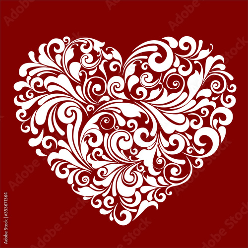 Vector decorative ornate heart invitation card illustration 