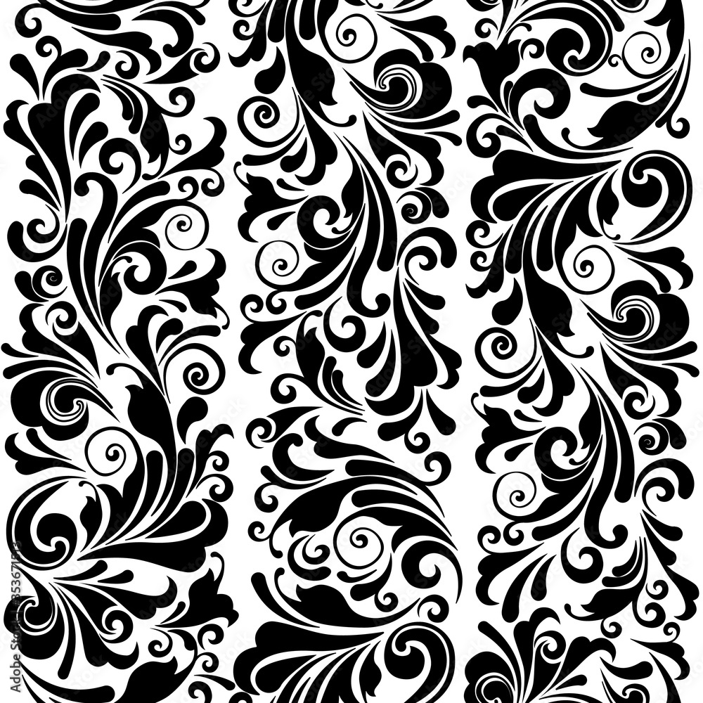 Vector black and white  ornate  lines classic ornament , seamless pattern