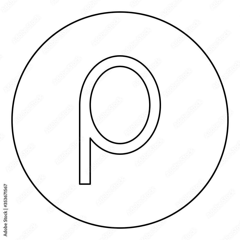 Rho greek symbol small letter lowercase font icon in circle round ...
