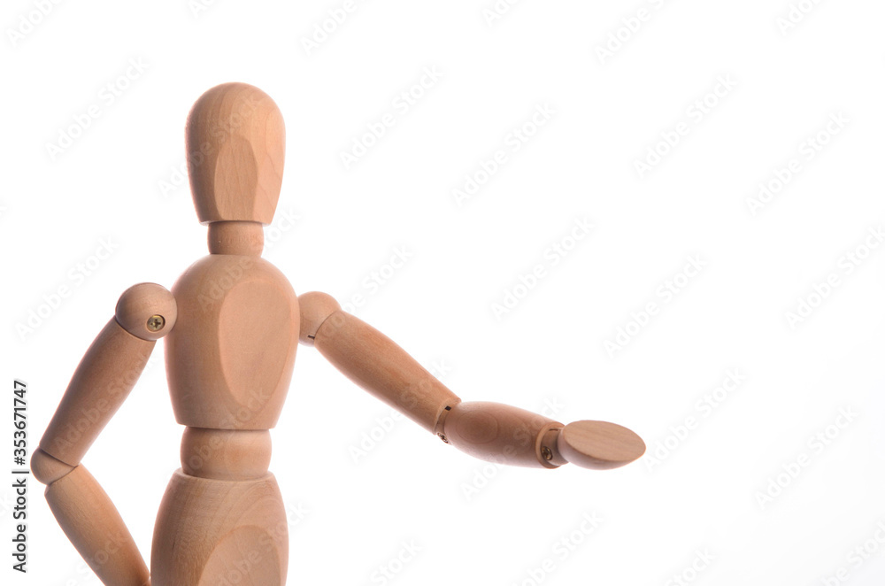 Wooden figure mannequin posing in action isolated on white background. Wooden figure mannequin posing in action isolated on white background.