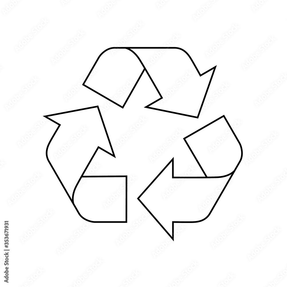 Outline recycle sign. Ecological concept vector illustration isolated on white background. Outline recycle sign. Ecological concept vector illustration isolated on white background.