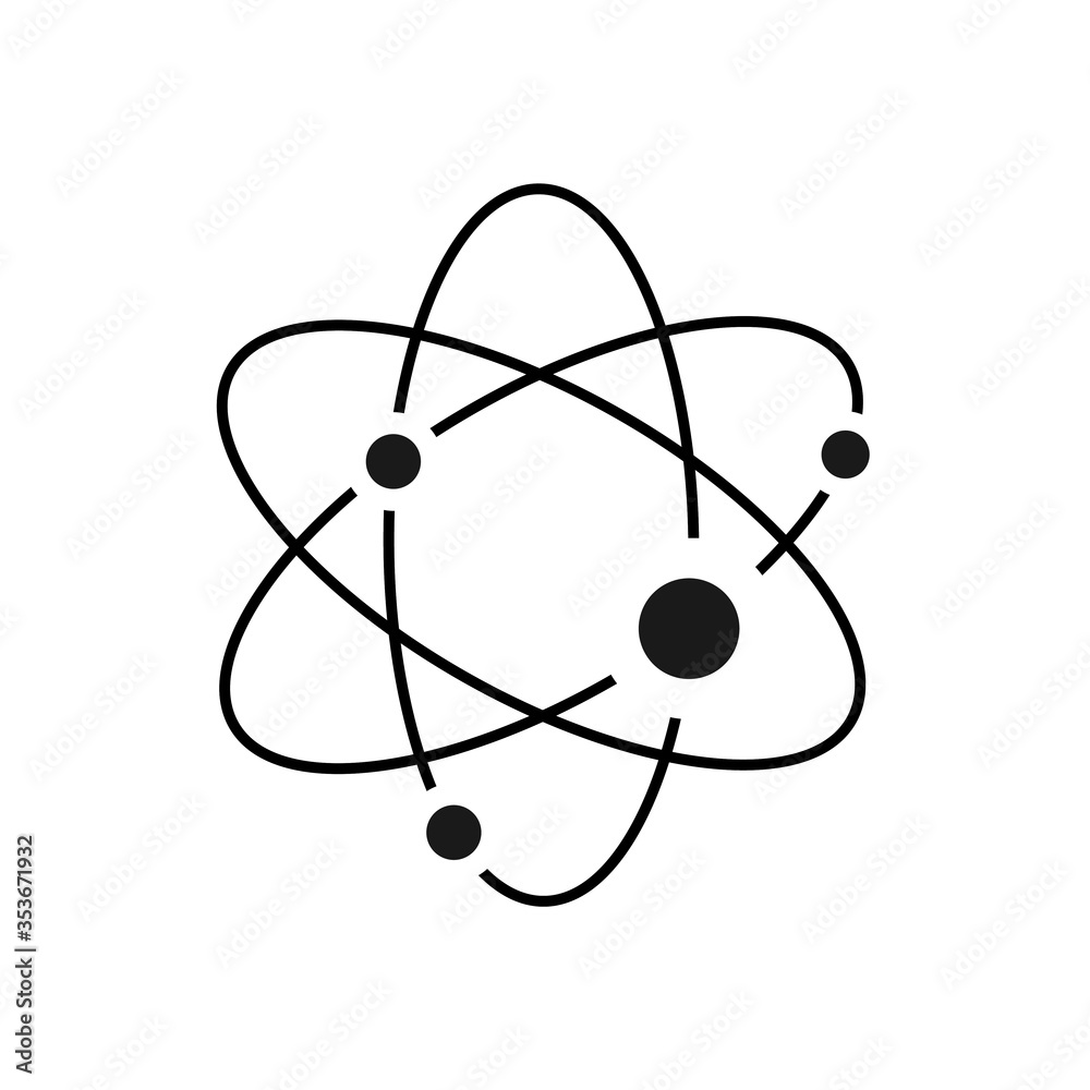Flat vector atom icon isolated on white background. Flat vector atom icon isolated on white background.