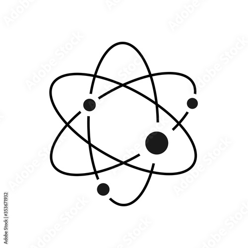 Flat vector atom icon isolated on white background.