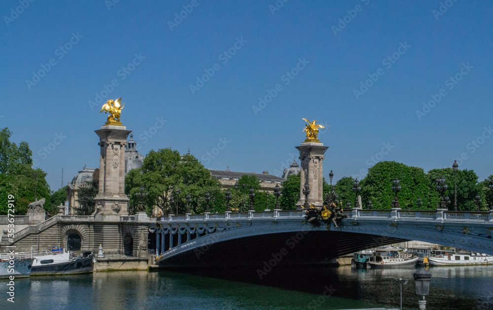 view of the bridge of Alexander III in Paris