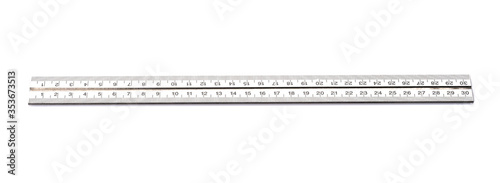 Metal thirty centimeters ruler isolated on white