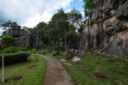 Pha Ngam Stone Gardens park or Garden rocks Kunming for tourism with rock mountain background, Nonghin Loei Thailand, 29 May 2020