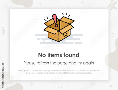 No items found.  Something went wrong. Template design for error message.
