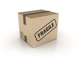 3D Cardboard Box with Fragile Word