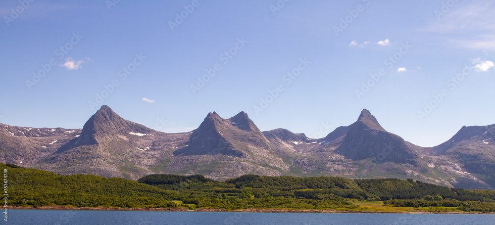 Part of The Seven Sisters mountain range in Alstahaug municipality, Nordland county