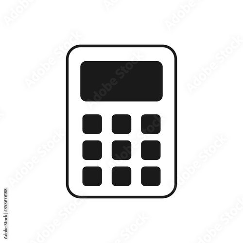 Calculator math vector icon outline isolated on white background. 