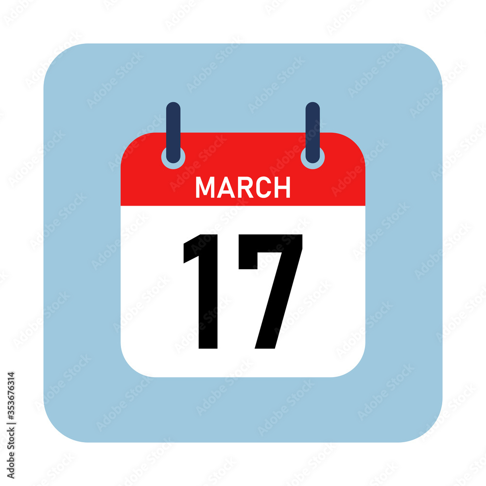 Vector flat icon calendar design isolated on blue background. 